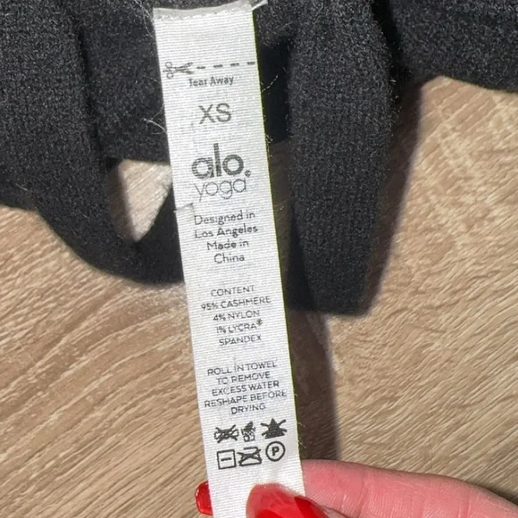 ALO Yoga Black Jet Set Cashmere Pullover Sweatshirt Hoodie XS - Picture 9 of 12
